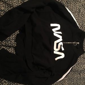 Black and white nasa slightly crop shirt